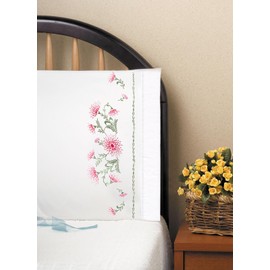 Tobin Stamped Pillowcase Pair for Embroidery, 20 by 30-Inch, Gloriosa