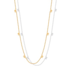 PAVOI 14K Yellow Gold Plated Bow Necklace for Women - Cute Motif Station Chain Necklaces - Trendy Coquette Bow Jewelry