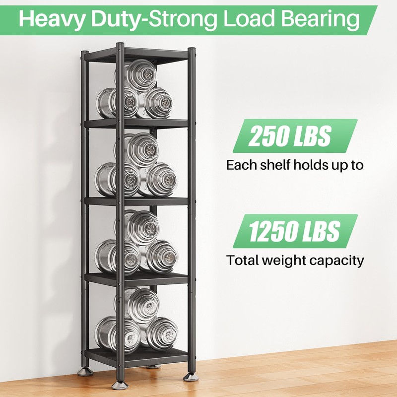 PXRACK 5-Tier Kitchen Storage Shelves, Adjustable Metal Shelves for Storage