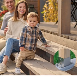 GRUNDLINE - Screw-on sleeve 70 x 70 - ground sleeves for wooden posts - screw on post holder - ground sleeve with anchor plate - anchor - post shoe hot-dip galvanised - support base - wood connector