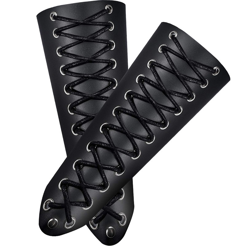 1 Pair Leather Arm Guards Unisex Gauntlet Wrist Guards Lace