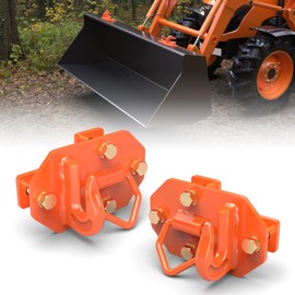 Sulythw Tractor Bucket Hooks with Tie Down Ring(Orange), Grade 70 Forged Steel Bolt on Grab Hook 2 Pack Tow Hook Mount with Backer Plate, Work Well for Tractor Bucket, RV, Truck, Max 15,000 lbs