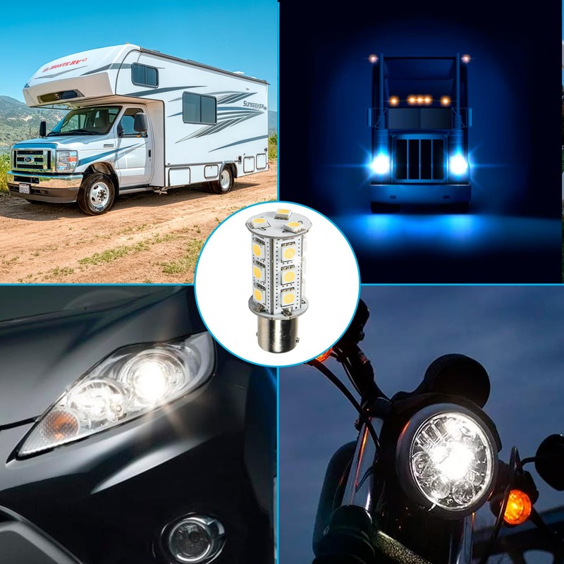 HQRP 2-Pack BA15s 18 LEDs Light Bulb Warm White Replacement