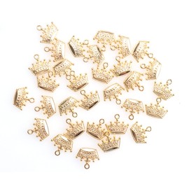 Ruwado 30 Pcs Tiara Charm Mini Metal Vintage Cute Jewelry Pendant for DIY Making Necklace Bracelet Necklace Jewelry Making Crafting Accessories Earring Zippers (Gold)