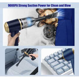 Foivtrui Handheld Car Vacuum Cleaner, 9000Pa Vacuum Cleaner and Air Duster, 120W High Power Hand Held Vacuum Multi-Nozzles for Car, Home, Office, Pet