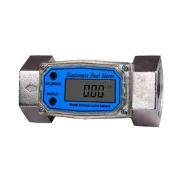 LELUKEE 2Inch Digital Fuel Turbine Aluminum Flowmeter with LCD Display,2″ FNPT Inlet/Outlet (60-500 LPM)-Unit of Measurement Support L/GAL/PTS/QTS (2inch)