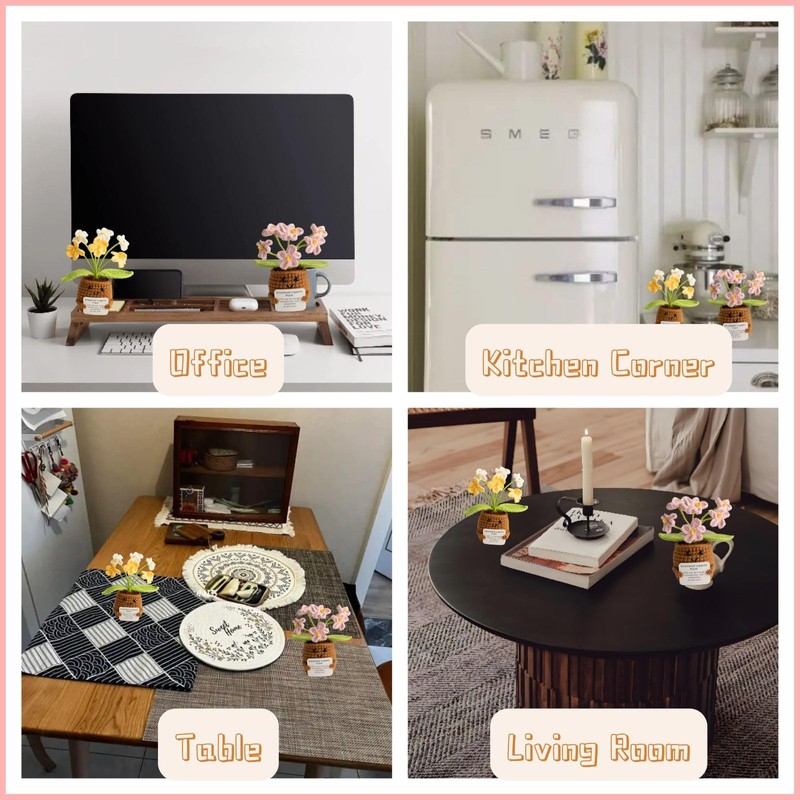 2Pcs Emotional Support Plush - Knitted Flowers, Crochet Flowers, Emotional