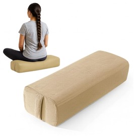 Yoga Bolster Pillow for Meditation and Support, Triple-Layer Bolster Pillow for Restorative Yoga, Supportive Cushion for Exercise Workout, Removable Cover with Carry Handles (beige)