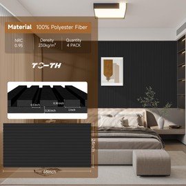 4 Pack Bilayer Acoustic Panels, 48” x 24” x 0.72” Sound Proof Panels for Walls, Large Art Wall Panels for Echo Absorption,Acoustical Barrier of Polyester Fiber,Black