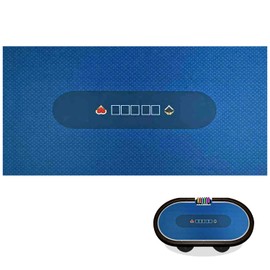 Luckin Sports 108 X 56 Inches Texas Hold'em Professional 10 Players Poker and Gambling Tablecloth, 100% Durable Fabric Felt, Dustproof and Waterproof, Washable and Ironable (Blue)