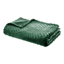 Atmosphera Leaf Relief Bedspread, Green, 125 x 150 cm