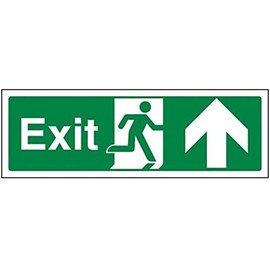 V Safety Exit Arrow Up Sign - 300mm x 100mm - 1mm Rigid Plastic