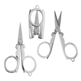 XINMEIWEN 4 Pack Small Folding Stainless Steel Cutter - Mini Scissors Set for Home, Office, Travel