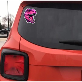 Pink T-Rex Dinosaur Unique Vinyl Decal Waterproof Sticker For Car bike, SUV, Truck Helmet, Laptop, Water Bottle Notebook Decal Window, Bumper Vinyl Sticker 5-inch(Design 7)