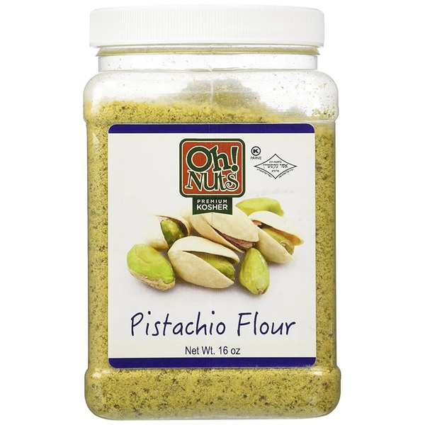 Oh! Nuts Ground Pistachio Flour | 1lb Bulk Bag Fresh Fine Pistachios Meal | Vegan, Paleo, Kosher for Baking & Cooking Recipes | Healthy Alternative Pistachio Flavored Breads, Cookies, Muffins & Cakes