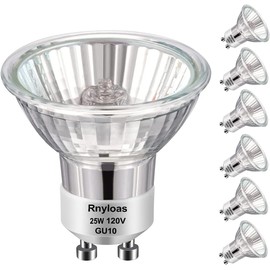 NP5 GU10 120v 25w Bulb Candle Warmer, 6pcs GU10+c 120v 25w Halogen Light Bulbs with Glass Cover, GU 10 Bulb Dimmable & Warm White, MR16 GU 10 Base for Candle Warmer Lighting Bulbs, Track Light Bulbs