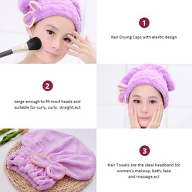BESPORTBLE Toallas para Cabello de Mujer de Microfibra Súper Absorbentes Diseño Adorable y Ajuste Seguro, Paquete de 2 para Secado Rápido en Gimnasio y Baño Color Aleatorio
