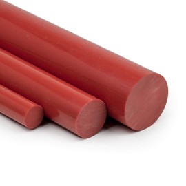 PVC Round Rod, Red, Diameter 40 mm - Plastic Rod 250 mm Long - PVC-U Round Material Cut to Size