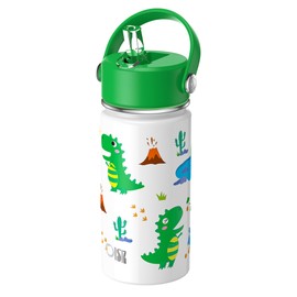 OISIZ Kids Water Bottle with Straw Lid 14oz, Vacuum Insulated 316 Stainless Steel Water Bottles for Kids for School, Leakproof Water Bottle, BPA Free and Keep Cold for 24 Hours