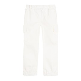Mud Kingdom Joggers Cargo Pant for Little Boys Elastic Waist Cotton Outdoor Woven with Pockets White Size 6
