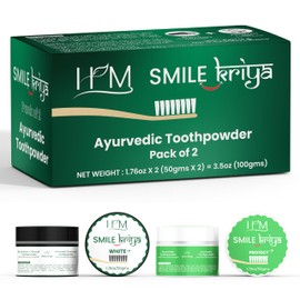 HM - Smile Kriya Ayurvedic Toothpowder 2XPack - 1.76 oz X 2 (50 gmsx2) - 3.5 Oz (100 GMS)