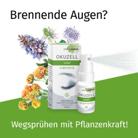 Okuzell Relief Augenspray für trockene juckende und rote Augen | Befeuchtendes Augenlidspray ohne Konservierungsstoffe mit Lipiden und speziellen Pflanzen-Extrakten