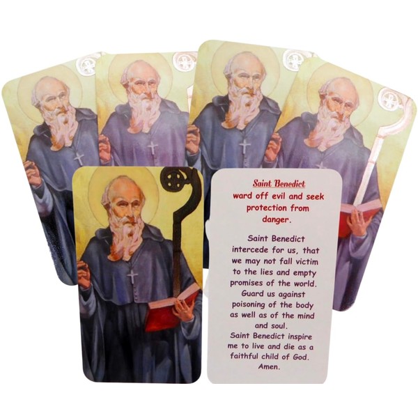 Westmon Works St Benedict Holy Card Bulk Pack with Patron Saint Protection From Evil Prayer, Set of 10