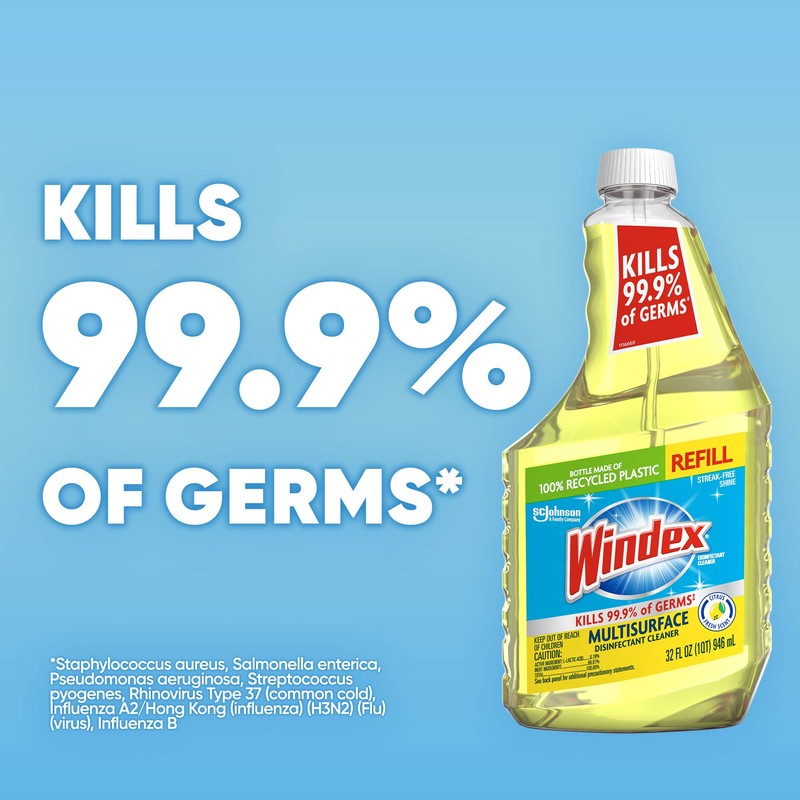 Windex Refill Multipurpose Cleaner Disinfectant Spray, Bottle Made from 100%