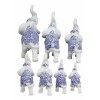 Blue White Feng Shui Miniature Thai Buddhism Elephants With Trunks
