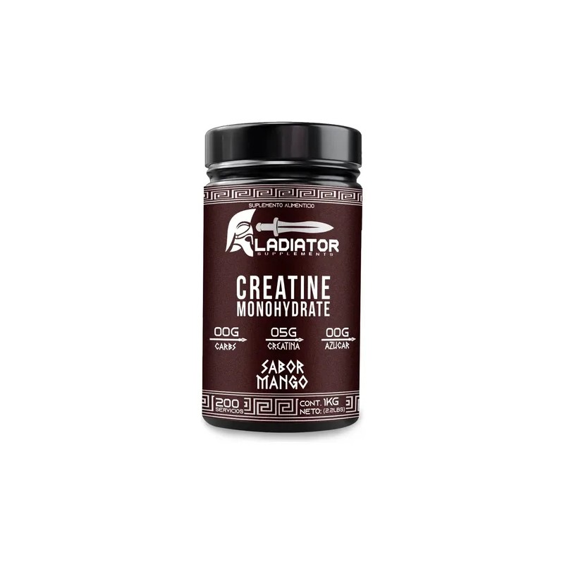 Creatina Gladiator Monohidratada 1kg 200 Servicios