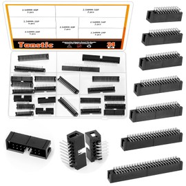 Tanstic 23Pcs 2.54 mm Pitch 20-50 Pin Box Header, Double Row Box Header Connector Right Angle PCB Header IDC Male Socket for PCB Board