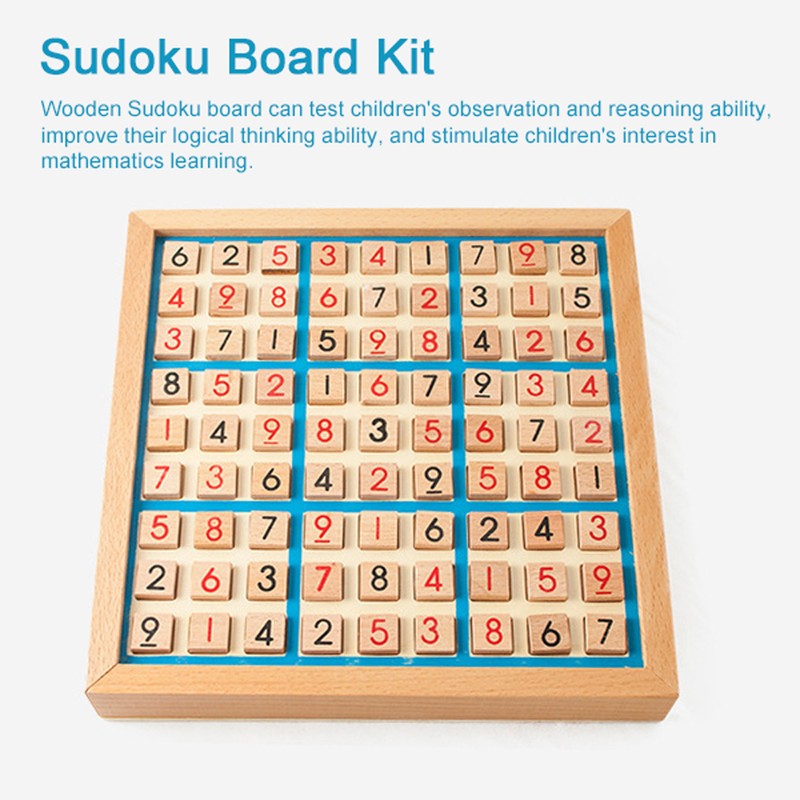 Wooden Sudoku Board Game with Drawer 81-Grid Chessboard Educational Puzzle