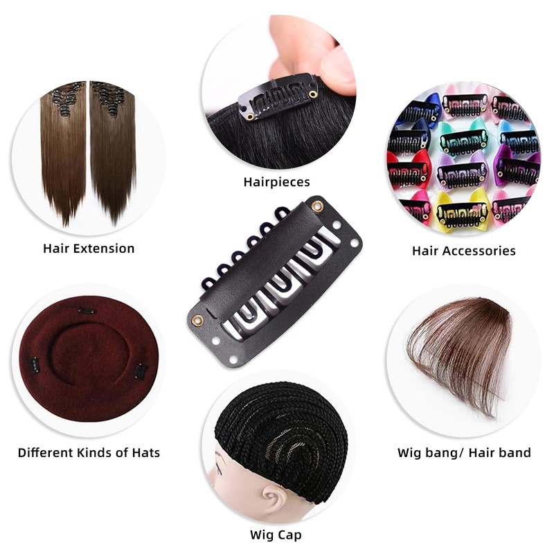 uadbau 20 Pcs 32mm 6-Teeth U-Shape Wig Clips for Hair