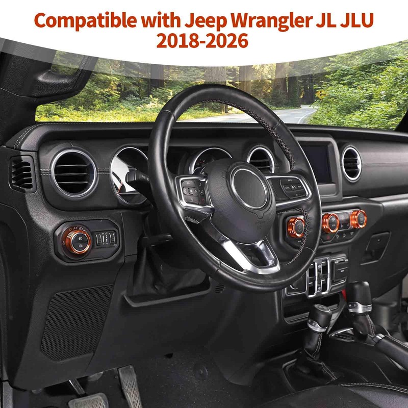 PDKLIN for Jeep JL AC/Radio/Headlight Knob Cover Trim Ring for