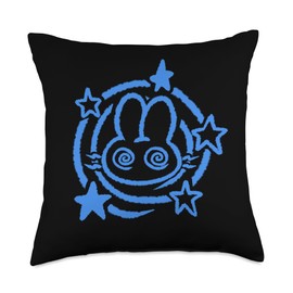90s Y2K Mad Bunny Hare Rabbit is Confused under Starry Tail Throw Pillow