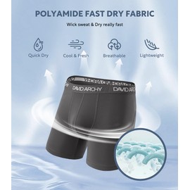 DAVID ARCHY Mens Underwear Solid Quick Dry Polyamide Boxer Briefs Active Performance Sports Waistband Ultra Soft Breathable Underwear in 3 Pack No Fly (S, Black/Dark Gray/Light Gray - Solid No Fly)