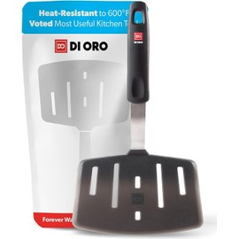 DI ORO Designer Series Wide Slotted Turner Spatula - Features 600F Heat-Resistant No-Melt Rubber Spatula Handle and Blade - Silicone for Cooking or Baking - Dishwasher Safe