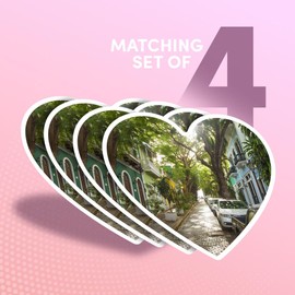 Vinyl Heart Stickers (Set of 4) 10cm - San Juan Streets Puerto Rico for Laptops, Tablets, Luggage, Scrap Booking, Fridges #51970