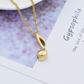 Music Note Memorial Urn Pendant Ash Keepsake Necklace Stainless Steel Music Instrument Cremation Jewelry (Gold)