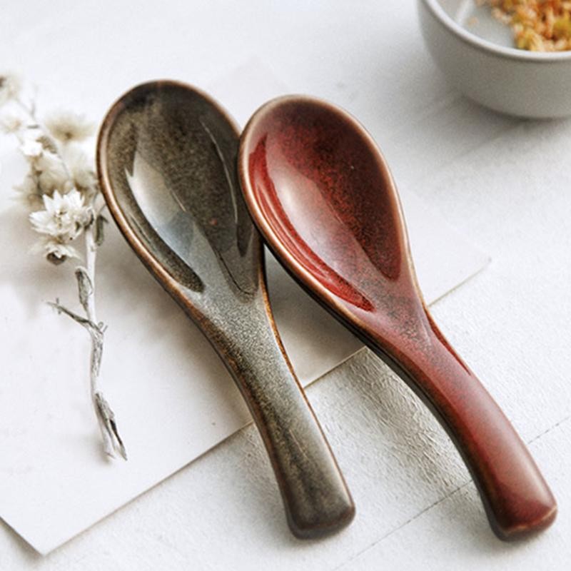 2 Pcs Starry ceramic spoon, Ramen spoon, soup spoon, dinner