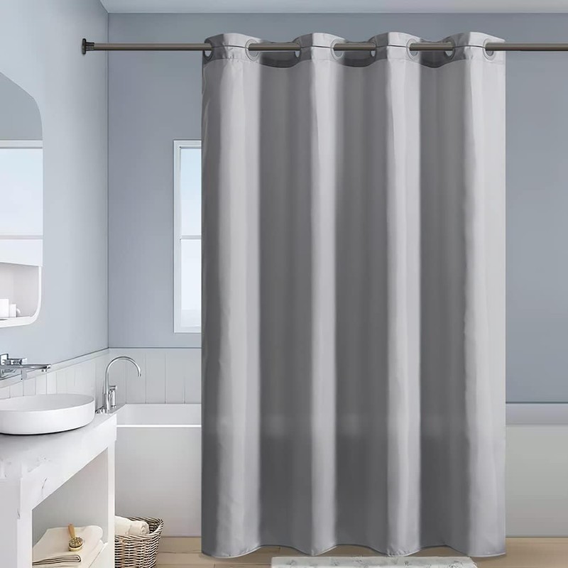 No Hook Extra Wide Shower Curtain,Polyester Fabric Shower Curtain Liner