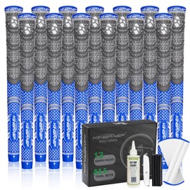KINGRASP Premium Rubber Golf Grips 13 Pack, Anti-Slip，Super Stability,Cord Rubber, Golf Club Grips,Standard/Mid Size/Oversize, 13 Grips with All Kits