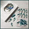 24Pcs Dark Green Marble Press on Nails with Curve Line