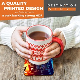 Great Coasters (Set of 2) Square/Glossy Quality Coasters/Tabletop Protection for Any Table Type - Periodic Table of Elements Science #24003