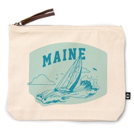 Lantern Press Maine, Artist's Sketchbook, Sailboat At Sea, 100% Cotton Zipper Pouch, Travel Accessory, Go Bag