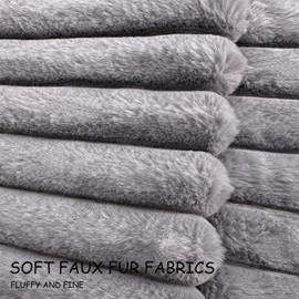 Bunliuys 2 Pack Pillow Covers, 20x20 Faux Fur Square Throw Pillow Covers for Living Room Decorations Throw Pillow Case, Throw Pillow Cover Cushion Cover for Home Sofa Bedroom Car, Grey