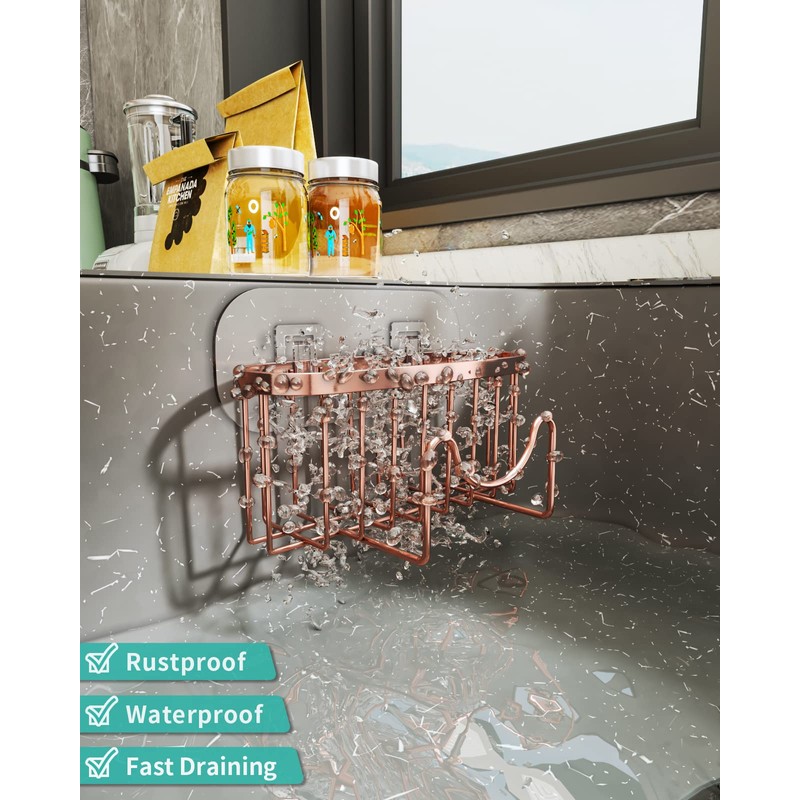 HapiRm Multifunctional Sink Sponge Holder with Unique M-Shaped, 2 Installation