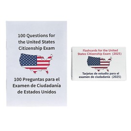 U.S. Civics Test Flash Cards Set – Bilingual Booklet in English & Spanish, 100 Questions & Answers, American Civics Exam Study Guide