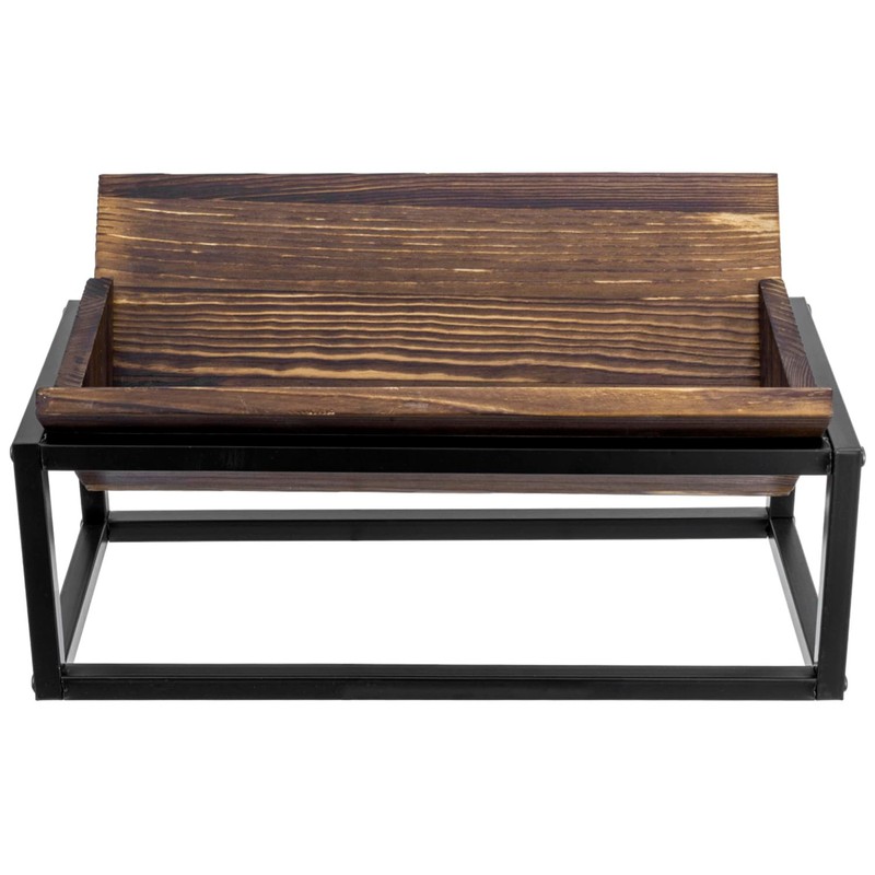 MyGift Tabletop Book Holder Rack with Industrial Black Metal Frame,