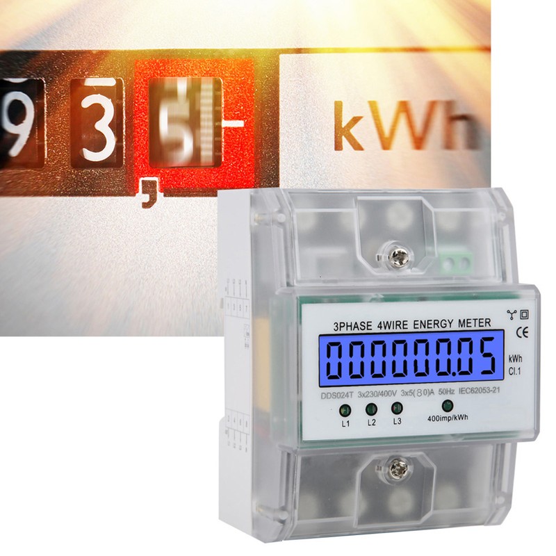 DDS024T 3 Phase 4P Electronic Energy Meter 380V LCD Digital